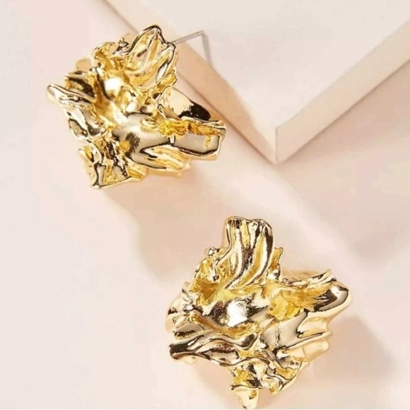 Amber Sceats Reese 24k Gold GP Reese PIERCED/post 
Earrings Gold Nugget new - Picture 9 of 12